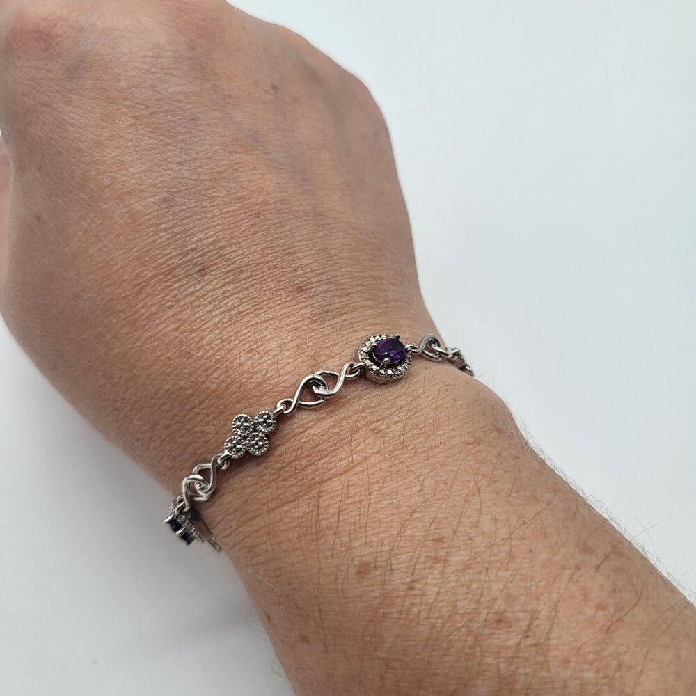 VTG PAJ BB Amethyst Purple Silver Tone Bracelet - Picture 2 of 12